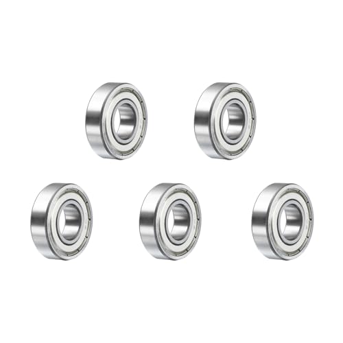 sourcing map 5pcs R8ZZ Deep Groove Ball Bearings 1/2" ID x 1-1/8" OD x 5/16" Height P5 Miniature Bearings Double Metal Shielded Chrome Steel Z3 Bearing for Engineering Machinery, Silver Tone