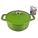 KTZAJO Emaliowany żeliwny zapiekanka do zupy ręcznie robiony cukierek kolor nieprzywierający garnek do kuchenki indukcyjnej gazowej, zielony, 21x8.5 cm (8x3 cale)