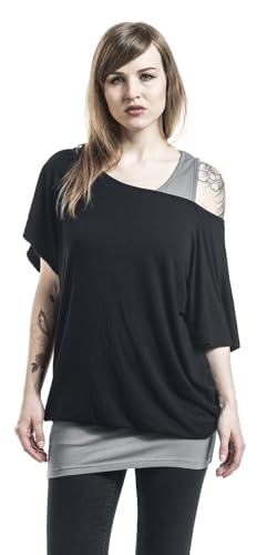 Black Premium by EMP Femme T-Shirt Gris-Noir Aspect Double Couche L – vue 2