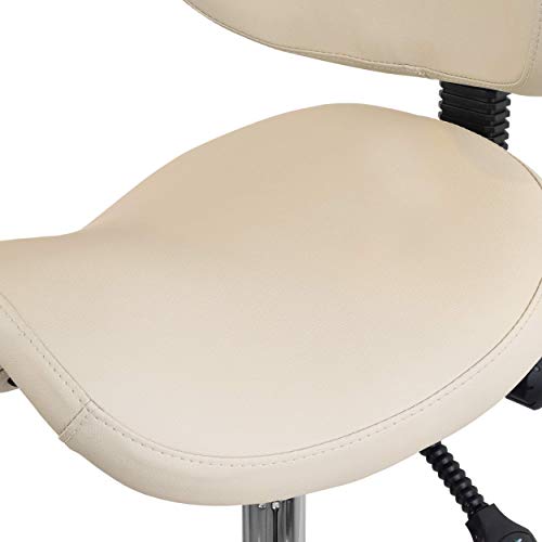 2xhome - Adjustable Saddle Stool Chair for Clinic Hospital Pharmacy Medical Beauty Lab Exam Office Technician Physical Occupational Therapy Physician (Back Beige) - Thumbnail 5