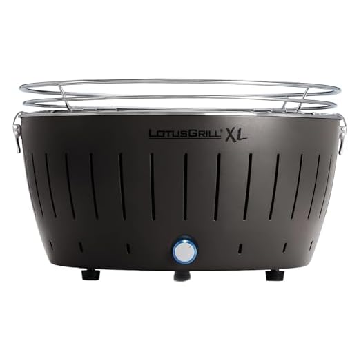LotusGrill G-AN-435 - Barbacoa de carbón sin humo, color antracita, diámetro de la parrilla del grill de 435 mm, altura 257 mm, XL