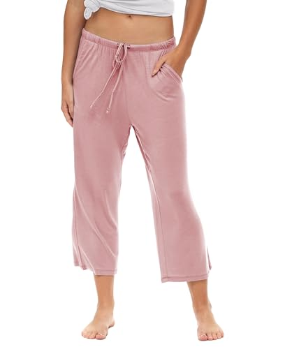 Image of Sexy Basics Women's Capri Lounge Pants | Stretch Comfort Soft Bottoms | Drawstring & Pockets | Multi Packs & Colors