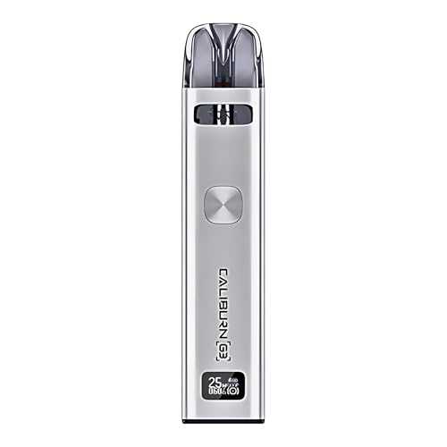 Uwell Caliburn G3 Vape Kit - E Cigarette Starter Kit Long Lasting 900mAh Battery 25W Single Button MTL & RDTL Vaping Dual Airflow 2ml Cartridge - No Nicotine (Silver)