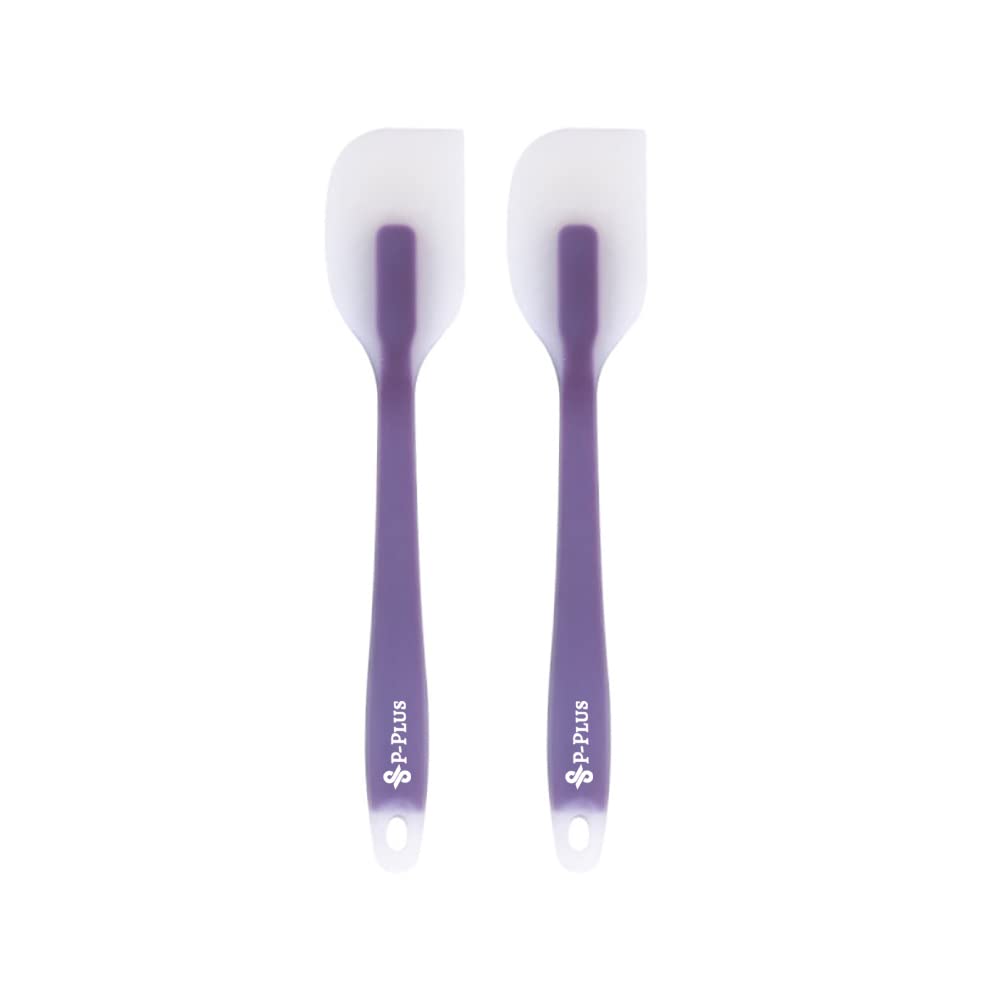 P-Plus International Silicone Spatulas Rubber Spatula Heat Resistant Seamless One Piece Design Non-Stick Flexible Scrapers Baking Mixing Tool Silicone Spatulas Set (Purple, Set of 2)