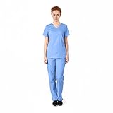 Natural Uniforms Women's Mock Wrap Scrub Set (Ceil Blue) (Small)