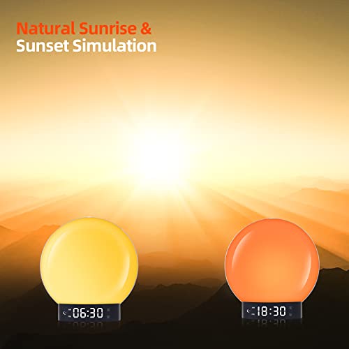 Kinglead Sunrise Alarm Clock Wake Up Light, Sunrise&Sunset Simulation, 14 Colors Of Light, 11 Nature Sounds, Bluetooth Speaker, Fm Radio, Dual Alarms Clock, Snooze Sleep Aid Night Light Ideal Gift #TOP1