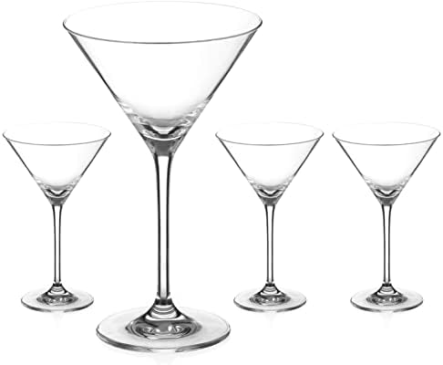 DIAMANTE Martini Prosecco Cocktail Glasses - Auris Collection Undecorated Crystal  Set of 4