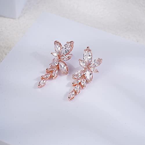 JWICOS Cubic Zirconia Bridal Earrings Elegant Wedding Earrings for Brides and Bridesmaids Crystal Formal Drop Earrings for Women and Girls Gifts3