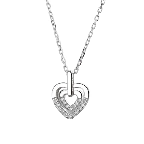 Pendentif en forme de coeur en zircon et collier en argent 925 pour briller en soirée