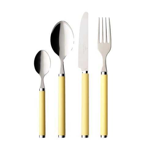 Villeroy & Boch Play Sunny Day Cubertería para 6 Personas, 24 Piezas, Acero Inoxidable, Mango de plástico Amarillo