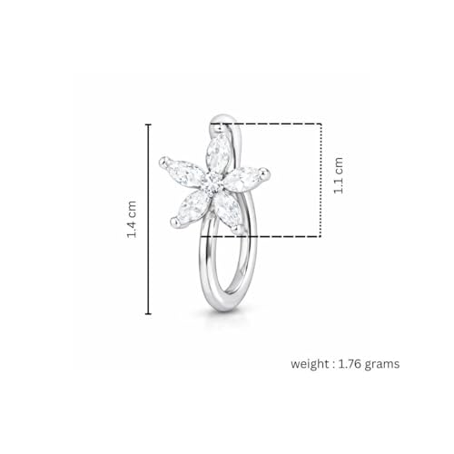 Image of Nilu's Collection Rose Gold American Diamond Non Piercing Nose Pin for Women | Elegant Flower Nose Stud | Minimal Clip-On Nose pin | Anti-Allergy | Anti-Tarnish | Office Wear | Daily Wear | office Wear | Non Piercing