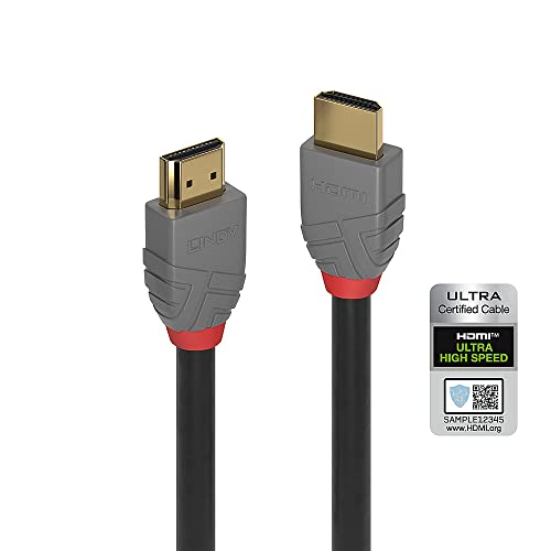 Câble HDMI LINDY 36953 Ultra High Speed 2m cordon Anthra Line pour console de jeux et moniteur PC