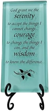 Lifeforce Glass The Serenity Prayer Inspirational Glass Plaque. Encouraging and Centering Words to Empower. Includes a Folding Easel Seafoam. image 5