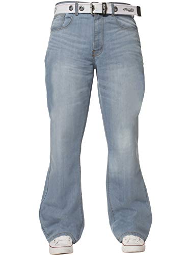 Kruze New Mens Bootcut Jeans Flare Wide Leg Denim Pants Big King All Waist Sizes4