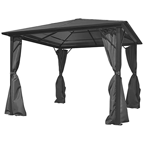 vidaXL Gazebo, tenda a baldacchino pop up con tende, padiglione pieghevole con pareti laterali, tenda per feste di nozze per patio e giardino, in alluminio antracite
