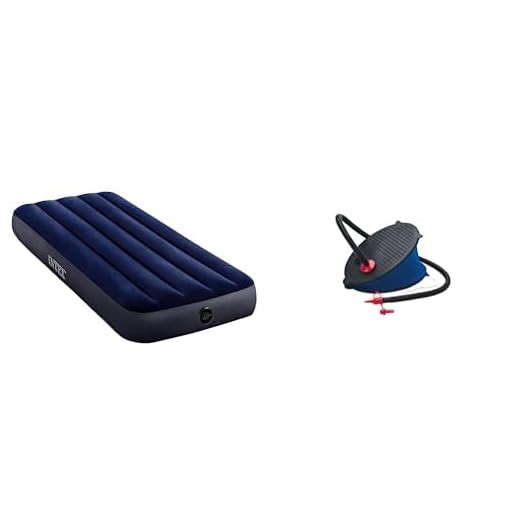 Intex - 64756 - Matelas Gonflable Classic Downy - 1 Pers & - 69611 - Gonfleur À Pied 0.8 Litre