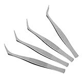 FUTUREORYY 4 Stück Teiliges Edelstahl Antistatische Pinzetten Gebogene Präzisionspinzette für...