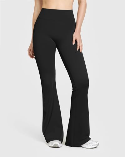 OQQ Yoga Pants Women High Waist Butt Lifting Casual Soft Leg Flared Bottoms with Pockets2