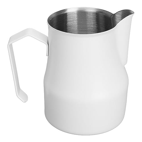 Copo de Leite de café, Jarro de de café Inquebrável de Aço Inoxidável 304 para Casa (Branco 450ML)