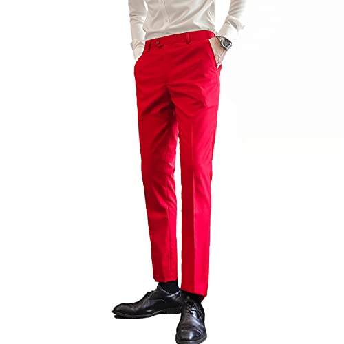 Mens Suits 2 Piece Formal Suit Vest Pants with Tie Slim Fit Suits for Men Wedding Prom Tuxedo Dress Suit Set US Size L Red3
