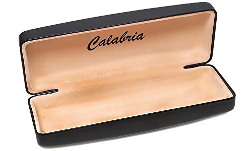 Image of Calabria S412 Extra Large Hard Shell Eyeglass Case - Black Snap Closure Glasses Case with Soft Felt Interior