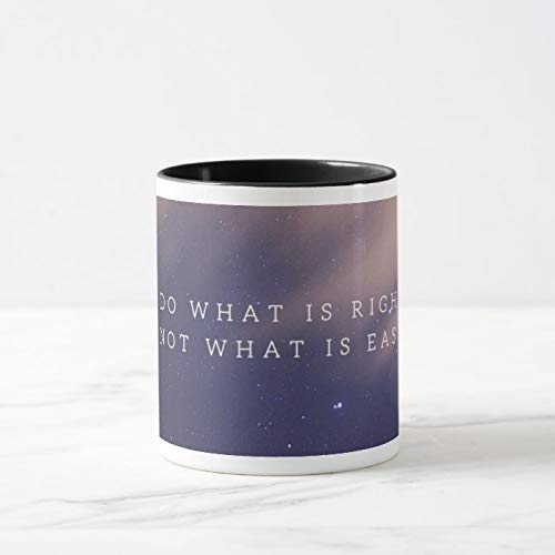 Navadey Black Ceramic Coffee Mug 325 ml for Coffee Tea Milk Beverages | Stylish Tea Cup for Home & Kitchen | Coffee Cup with Travel/Motivational Quotes - Do What is Right Not What is Easy