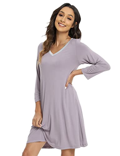 Image of GYS Womens Bamboo Viscose Nightgown Super Soft Lightweight Night Shirts for Sleeping