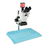 Mikroskopbeobachtung Trinokulares Stereomikroskop Großer Arbeitsabstand 14MP 1080P HDMI VGA Mikroskopkamera 3,5-90X Trinokulares Stereomikroskop 144 Licht for Telefon-PCB-Reparatur(A,Red)