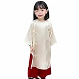 Vietnamese Traditional Ao Dai, Girl Ao Dai. Material. Ao Dai Set Includes Ao Dai and Pants (White, Size 6)