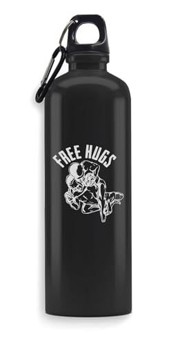 Free Hugs Brazilian Jiu Jitsu Martial Arts BJJ Water Bottle Engraved Art Stainless Steel Sport Leakproof Big Capacity