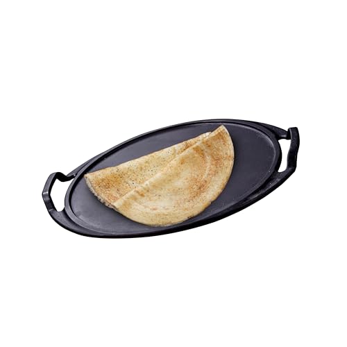 Image of Crystal Pre-Seasoned Cast Dosa Tawa with 2 Handles 300 Mm | Free Handle Cover | 100% Toxin Free | Naturally Non Stick | Long Lasting | Induction & Gas Stove Compatible