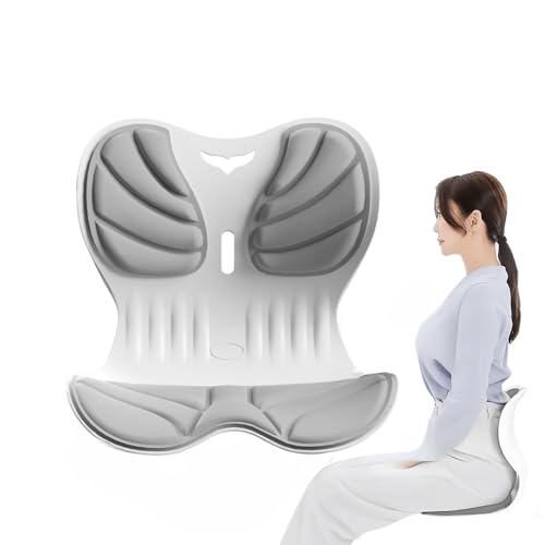 LYMCY Lumbar Support Posture Corrector Chair for Adults – Large Ergonomic Back Support Chairgray – Portable Lumbar Support