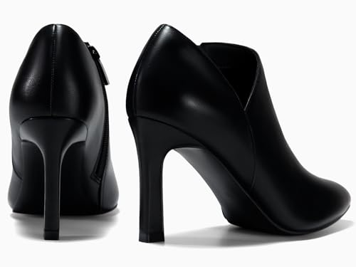 Coutgo Womens Pointed Toe V Cut Ankle Boots Kitten Heel Side Zip Office Booties4