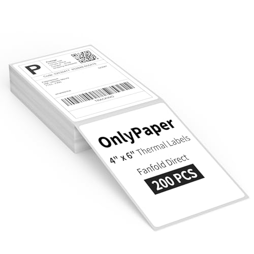 OnlyPaper 4" x 6" Fanfold Direct Thermal Labels 200Pcs Shipping