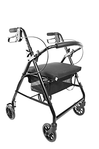 KMINA - Rollator Faltbar Leicht mit Sitz, Schmal für Wohnung, Klappbar mit Korb Höhenverstellbar,...