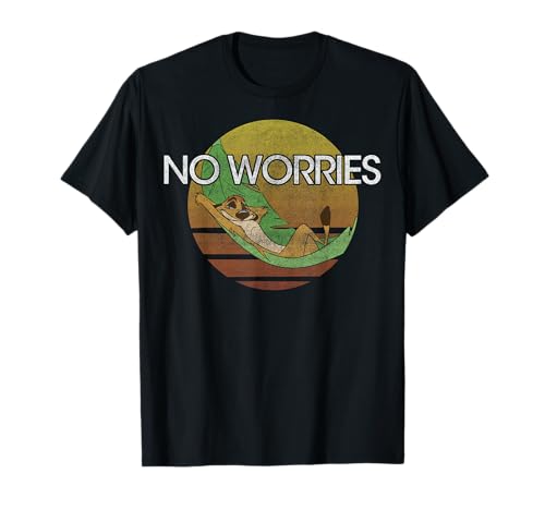 T-shirt Le Roi Lion Disney Timon No Worries Sunset en coton imprimé col rond pour adulte