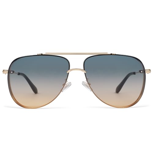 Retro Aviator Sunglasses for Women Mens Double Bridge 70s Shades AP3738