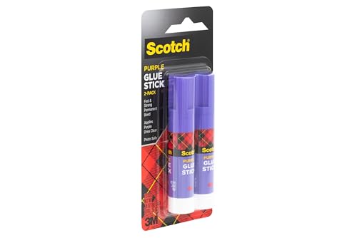 Image of Scotch Purple Glue Stick 6108-2N - .28 Ounce, Acid-Free, Non-Toxic, Dries Clear, Ideal for Paper and Fabric Projects, 2-Pack