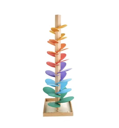 Gran abrigo de bolas de madera – Árbol sensorial montessori – Circuito de bolas – pétalos de madera multicolor – 73 cm