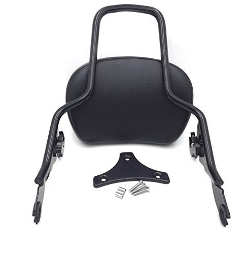 HTTMT MT501-005-BK Adjustable Black Backrest Sissy Bar with Pad Compatible with ALL YEAR Harley Davidson Touring Road King Street Glide (Need Docking Compatible with Install Sold Separately)