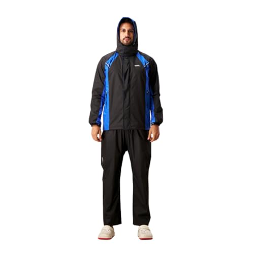 ZEEL Rain Coat for Men Waterproof for Bike Riders with Adjustable Hood Along with Inner Pockets,Waterproof Raincoat with Polyester Jacket,Pants and Wa