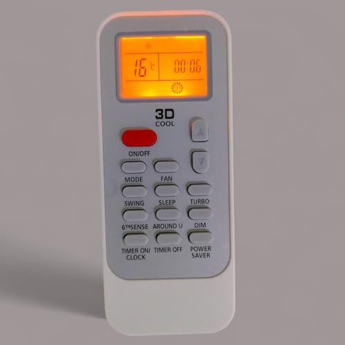 Image of Air Conditioner Remote Compatible with /Replacement for Whirlpool Ac Remote | Model -DG11J1-34 3D Cool with Light | Match Your Existing Remote Before Placing Order