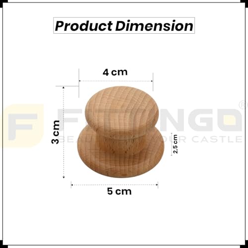 Image of 3 Piece Steam Beech Wood Drawer Knob 2 Inch| Premium Wooden Cabinet Door Handle | Round Furniture Knobs for Drawers, Wardrobes & Cupboards | Natural Finish Pull Handle for Home & Kitchen