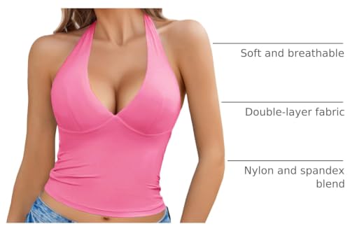 Image of Avidlove Women's Halter Top Deep V Going Out Tops Double Lined Sexy Backless Summer Crop Tank Top
