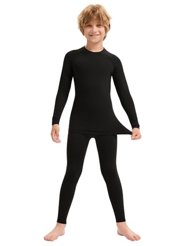 2 Pack Thermal Underwear Set for Kids Compression Thermals Top and Bottom Set Boys Long Johns Base Layer3