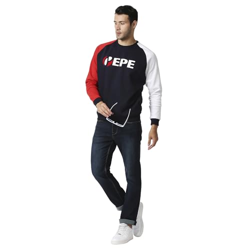 Image of Pepe Jeans Men's Lance Colourblock Cotton Round Neck Sweatshirt
