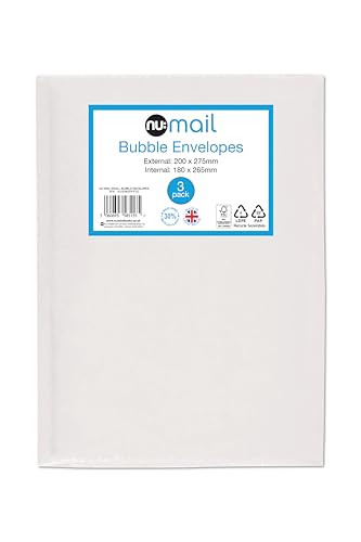 nu: Mail Padded Bubble Envelope Small | 3 Pack | Protective Packaging | Eco-Friendly | Superior Cushioning for Shipping & Moving
