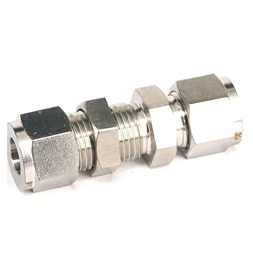 Fit Tube O/D 4mm Bulkhead 304 Stainless Steel Ferrule Pneumatic Air Compression Fitting