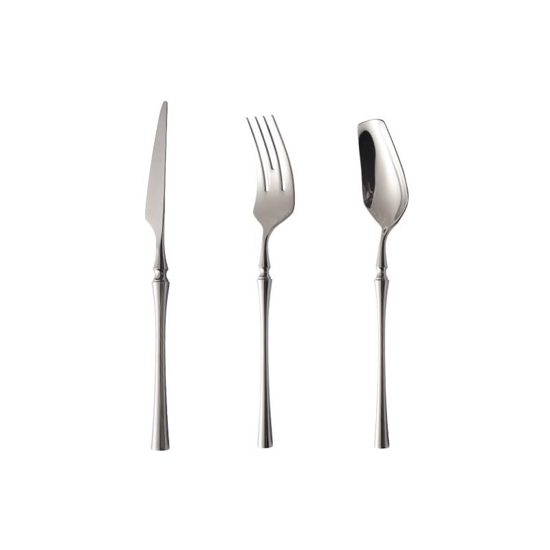 Ce Service de Couverts, composé de 3/12/18/24/30/36 pièces, Comprend Un Couteau, Une Fourchette et Une cuillère en Acier Inoxydable 304 Poli Miroir, avec de Petits Manches ergonomiques. Le s