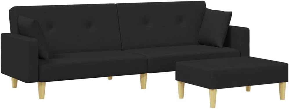 Sofa Bed Black Fabric (100% Polyester) Living Room Furniture